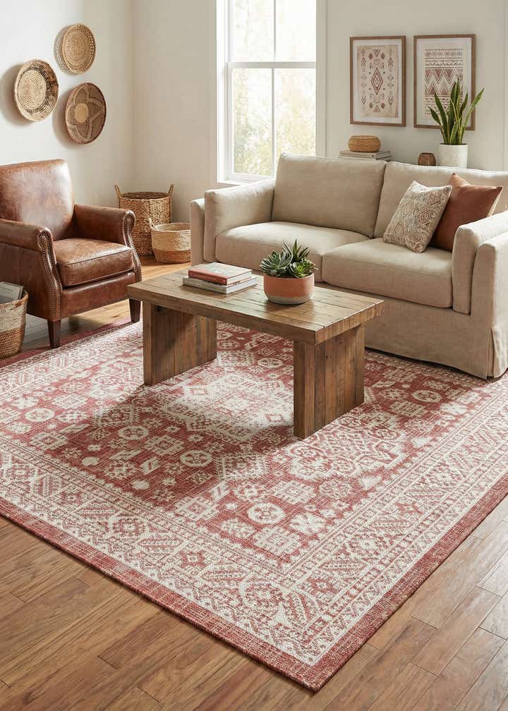 5' 3 x 5' 3 Easy-Clean Aztec Indoor / Outdoor Square Rug