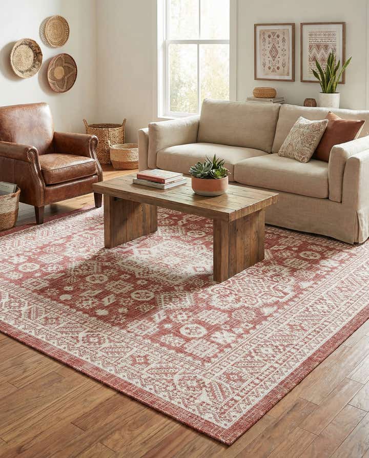 5' 3 x 5' 3 Easy-Clean Aztec Indoor / Outdoor Square Rug