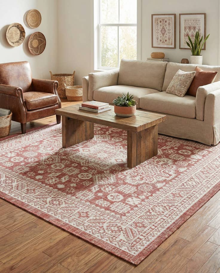 Detail image of 5' 3 x 5' 3 Easy-Clean Aztec Indoor / Outdoor Square Rug