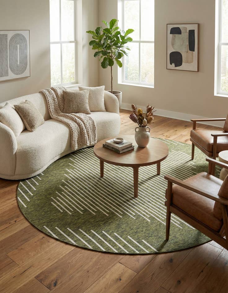 Detail image of 13' x 13'  Washable Modern Indoor / Outdoor Round Rug