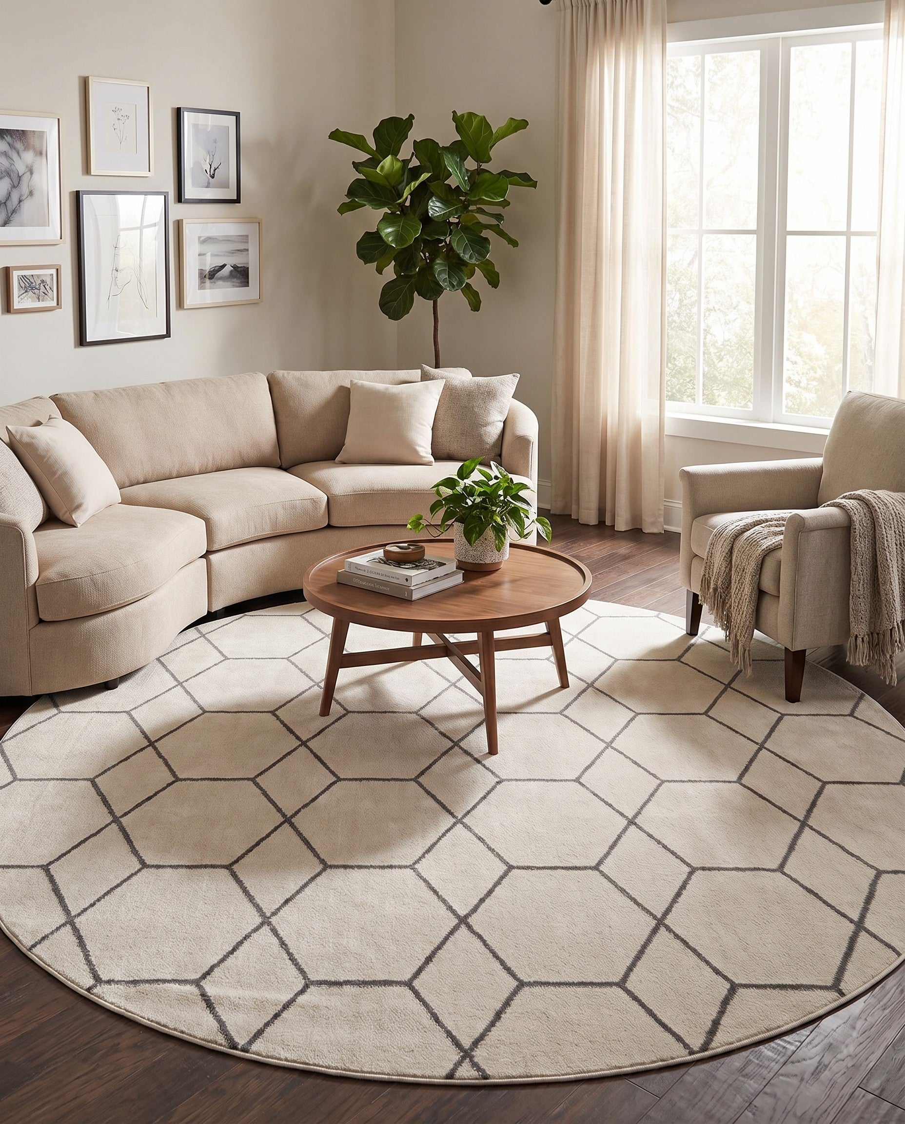 12' x 12' Lattice Frieze Round Rug