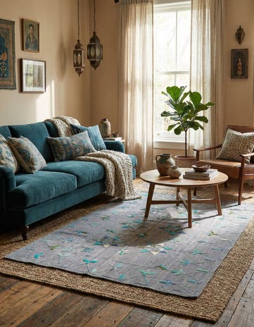 5' 5 x 7' 7 Hand Woven Kilim Suzani Wool Rug