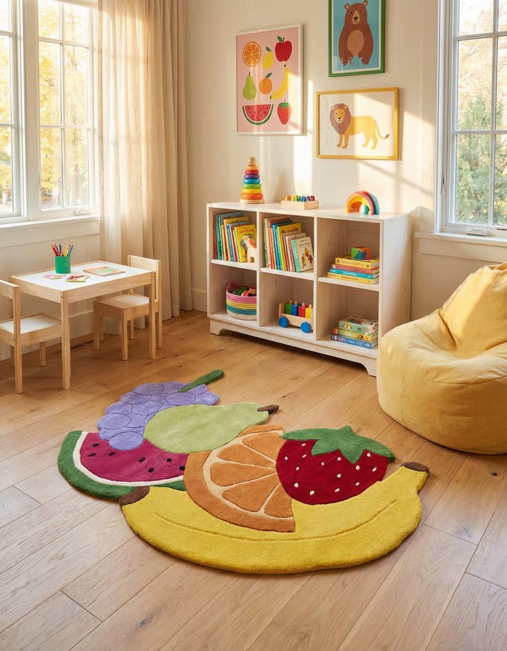 Detail image of  4' 1 x 6' 1 Happy Rugs Fruit Salad Wool