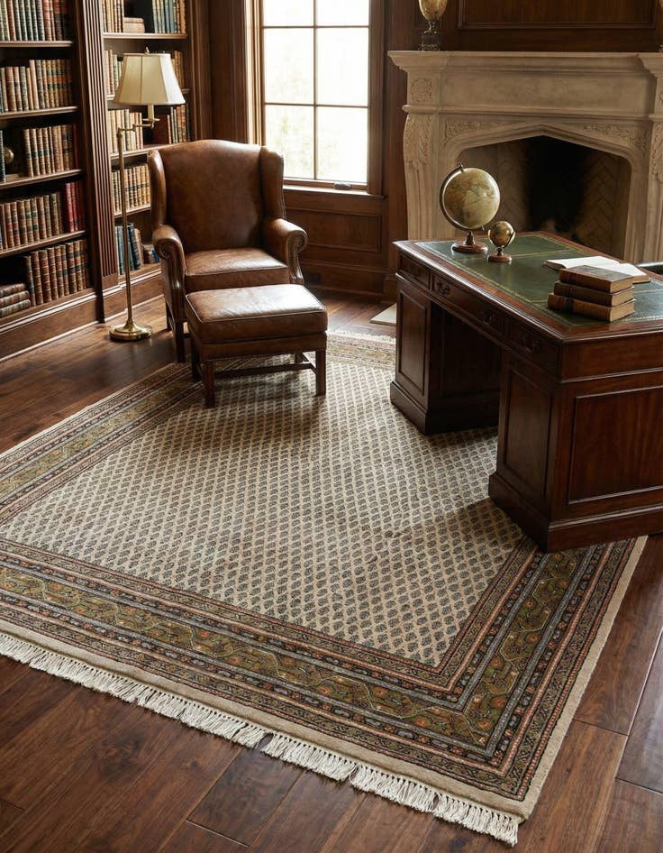 Detail image of 5' 7 x 7' 10 Hand Knotted Mir Wool Rug