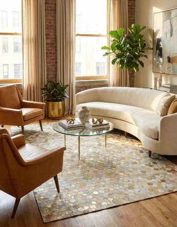 5' 2 x 8' Cowhide Leather Rug