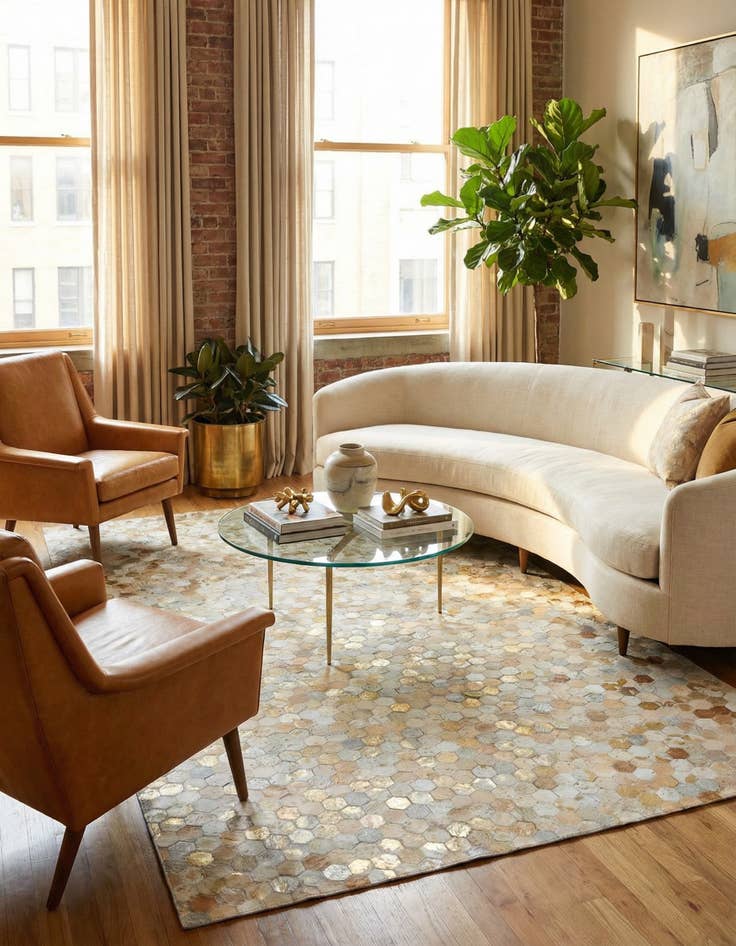 Detail image of 5' 2 x 8' Cowhide Leather Rug