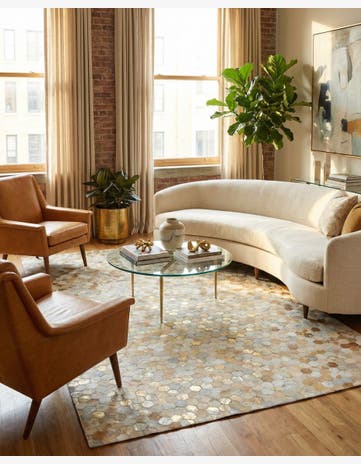 5' 2 x 8' Cowhide Leather Rug