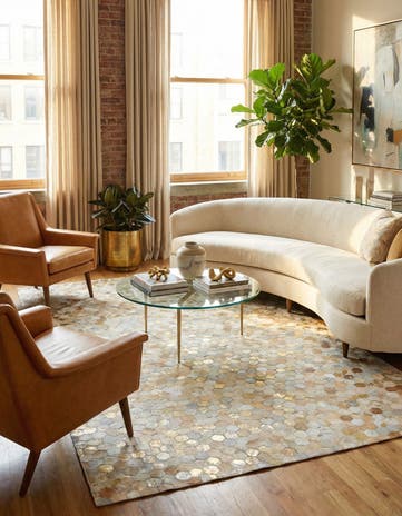 5' 2 x 8' Cowhide Leather Rug