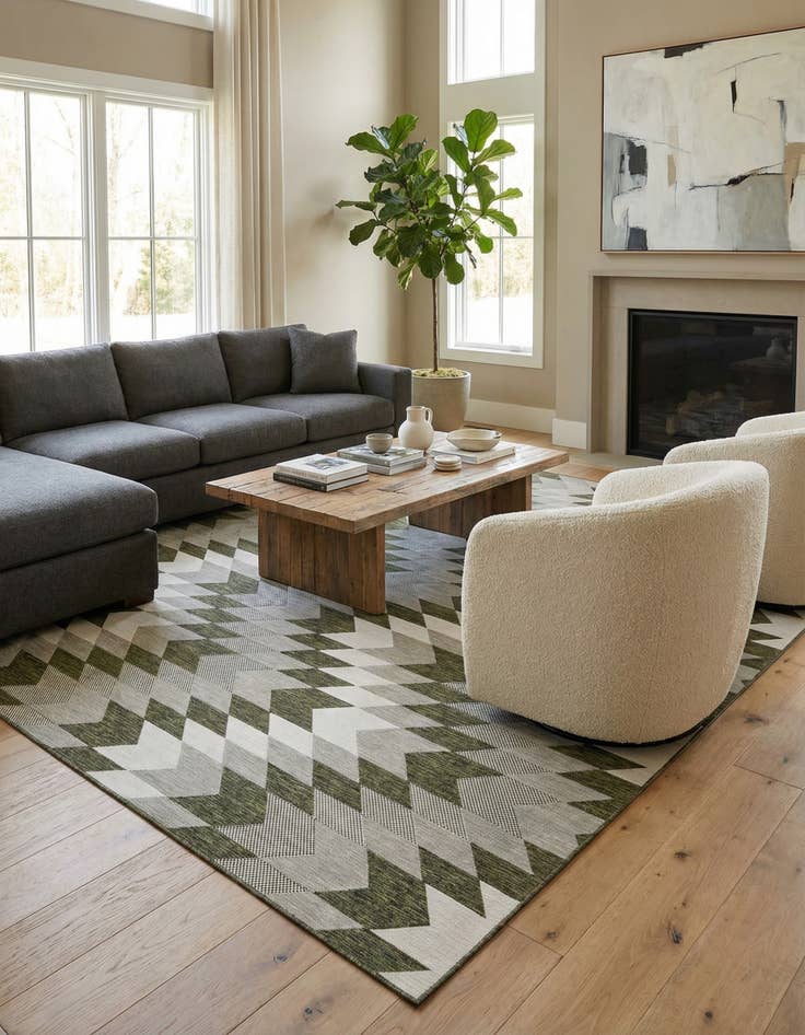 Detail image of  12' x 12'  Washable Modern Indoor / Outdoor Square Rug