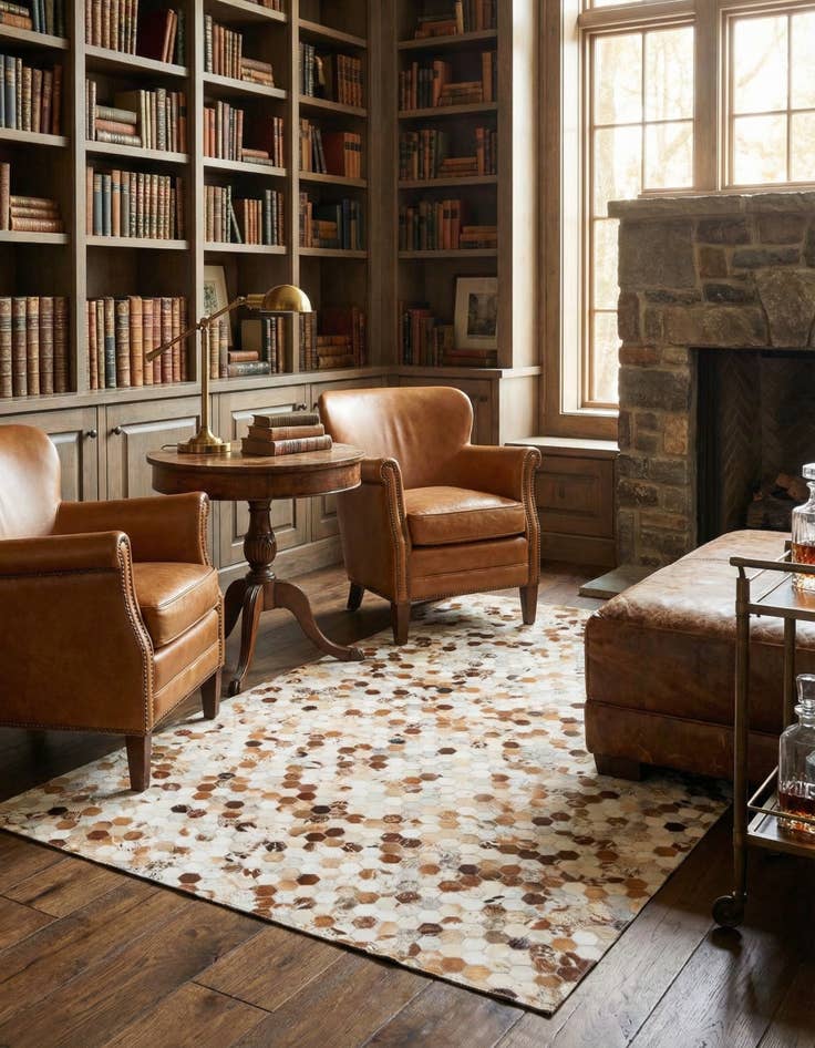 Detail image of  5' 2 x 8' Cowhide Leather Rug