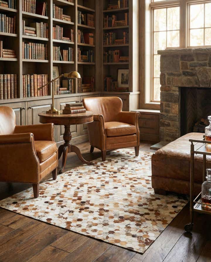 5' 2 x 8' Cowhide Leather Rug