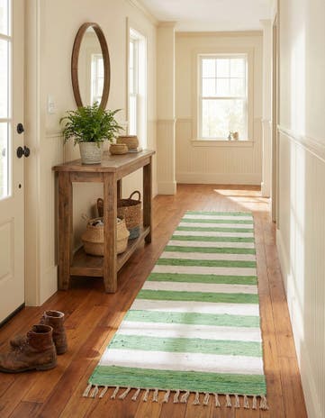 2' 7 x 12' Hand Woven Chindi Rag Runner Rug