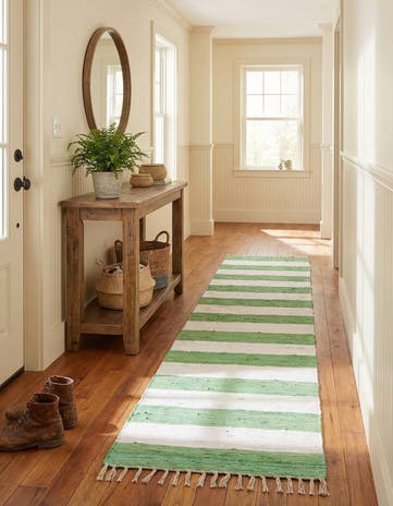 2' 7 x 12' Hand Woven Chindi Rag Runner Rug