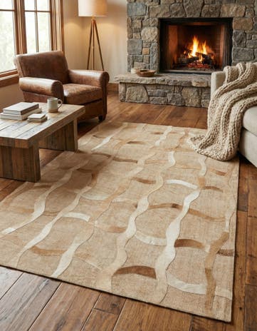 4' 1 x 6' Cowhide Leather Rug