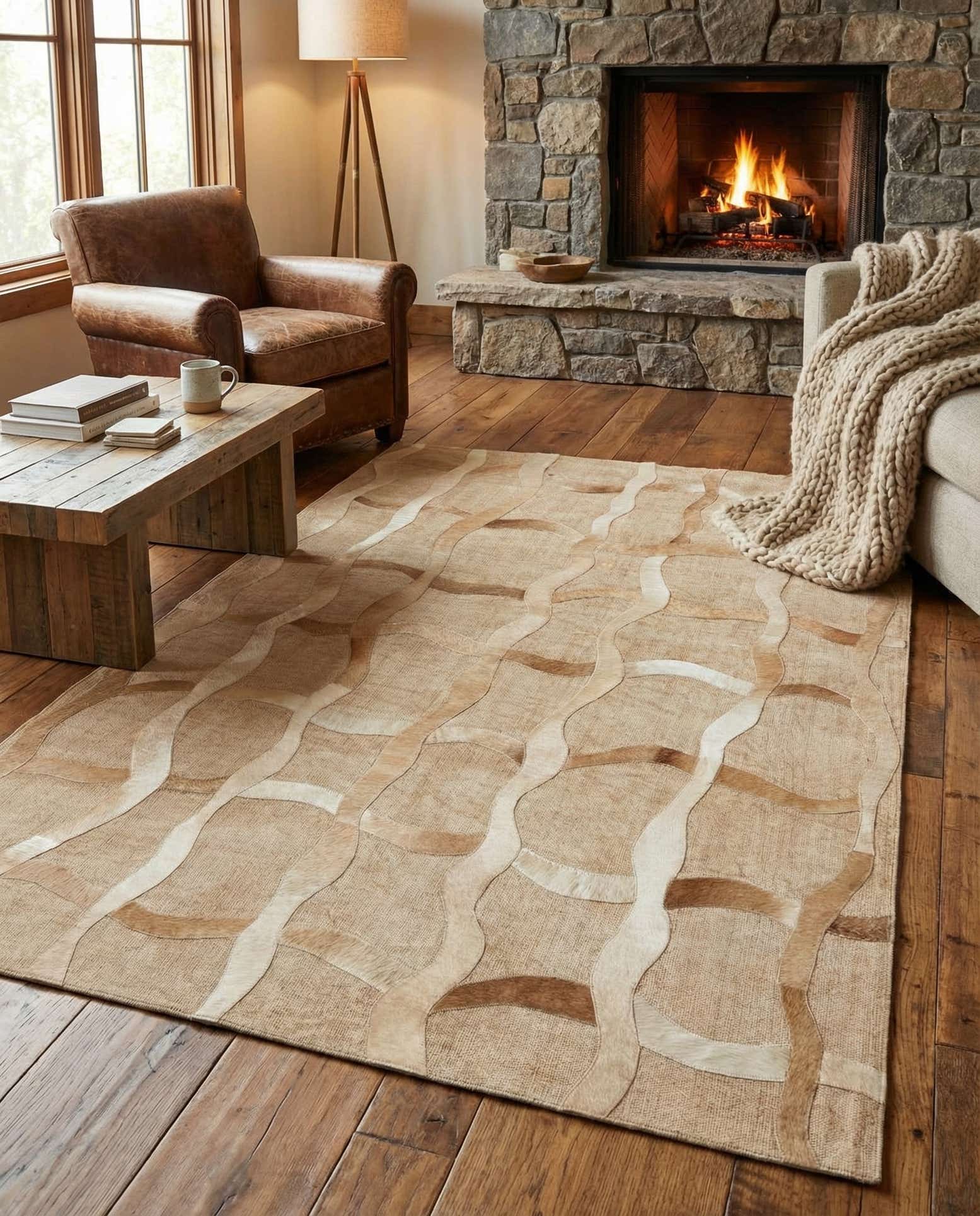 4' 1 x 6' Cowhide Leather Rug