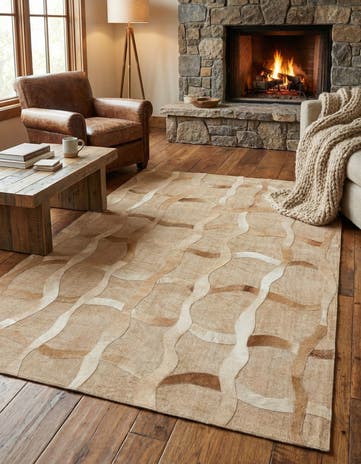 4' 1 x 6' Cowhide Leather Rug