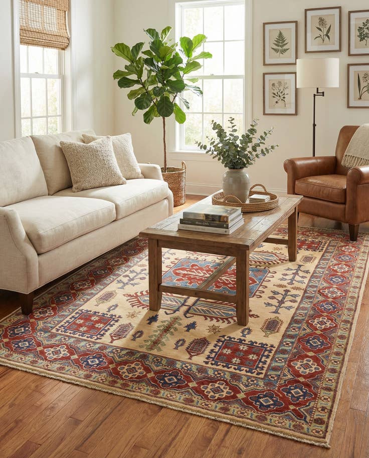 Detail image of 6' 3 x 8' 10 Hand Knotted Kazak Rug