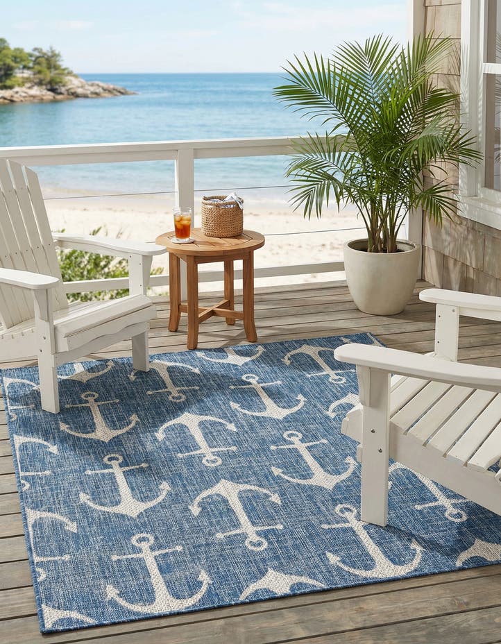 5' 3 x 5' 3 Easy-Clean Coastal Indoor / Outdoo...