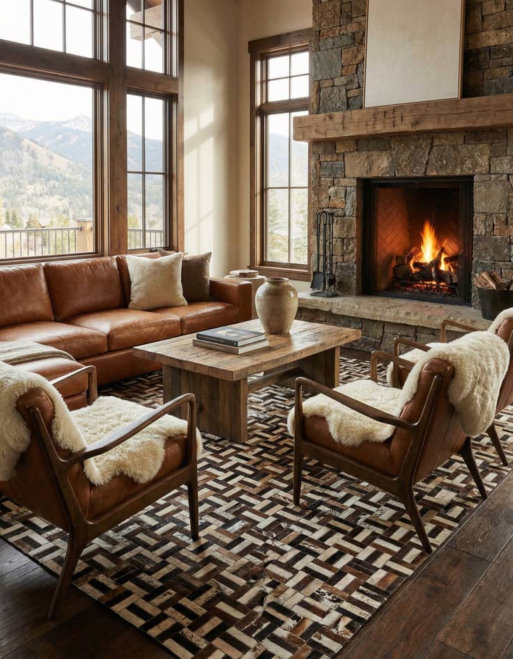 Detail image of  8' 1 x 9' 10 Cowhide - Patchwork Rug