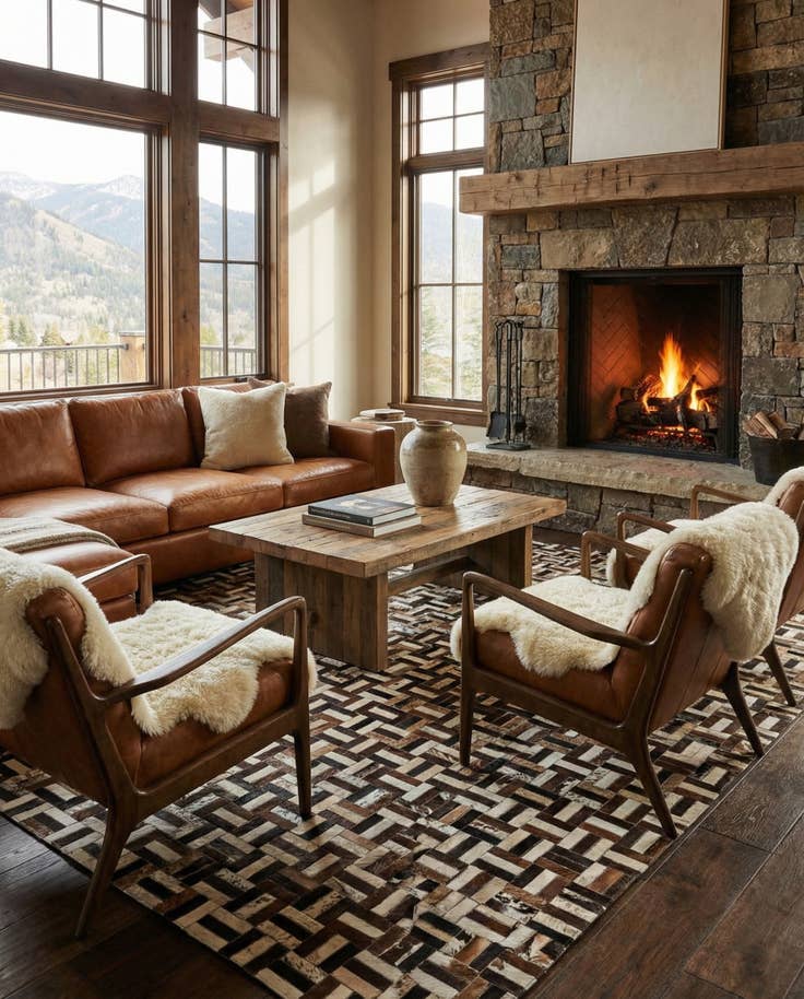 Detail image of 8' 1 x 9' 10 Cowhide - Patchwork Rug
