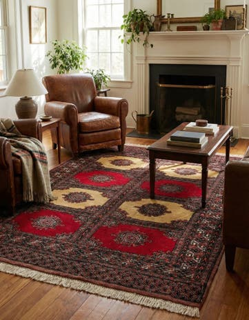 4' 3 x 5' 10 Hand Knotted Bokhara Oriental Wool Rug