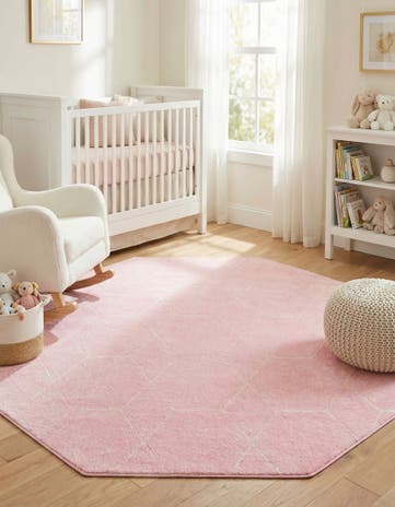 Light Pink Lattice Frieze Octagon Rug