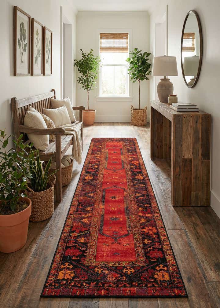 2' 7 x 10' Easy-Clean Tribal Indoor / Outdoor Runner Rug