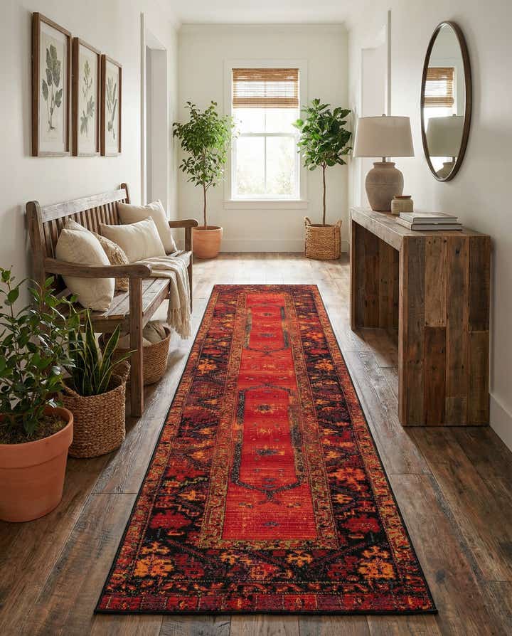 2' 7 x 10' Easy-Clean Tribal Indoor / Outdoor Runner Rug