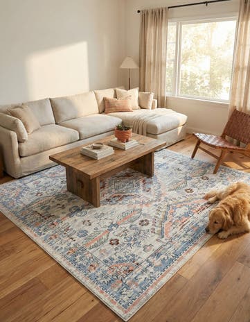 Ivory Kamala Washable Square Rug