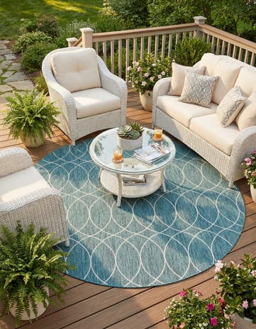10' x 10' Easy-Clean Lattice Indoor / Outdoor Round Rug