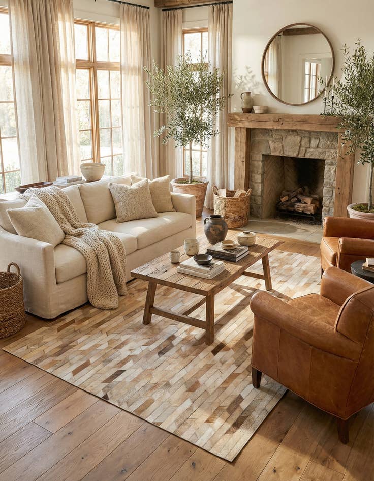 Detail image of  5' x 7' 11 Cowhide - Patchwork Rug