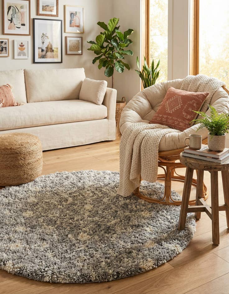 Detail image of 3' x 3' Moroccan Trellis Shag Round Rug