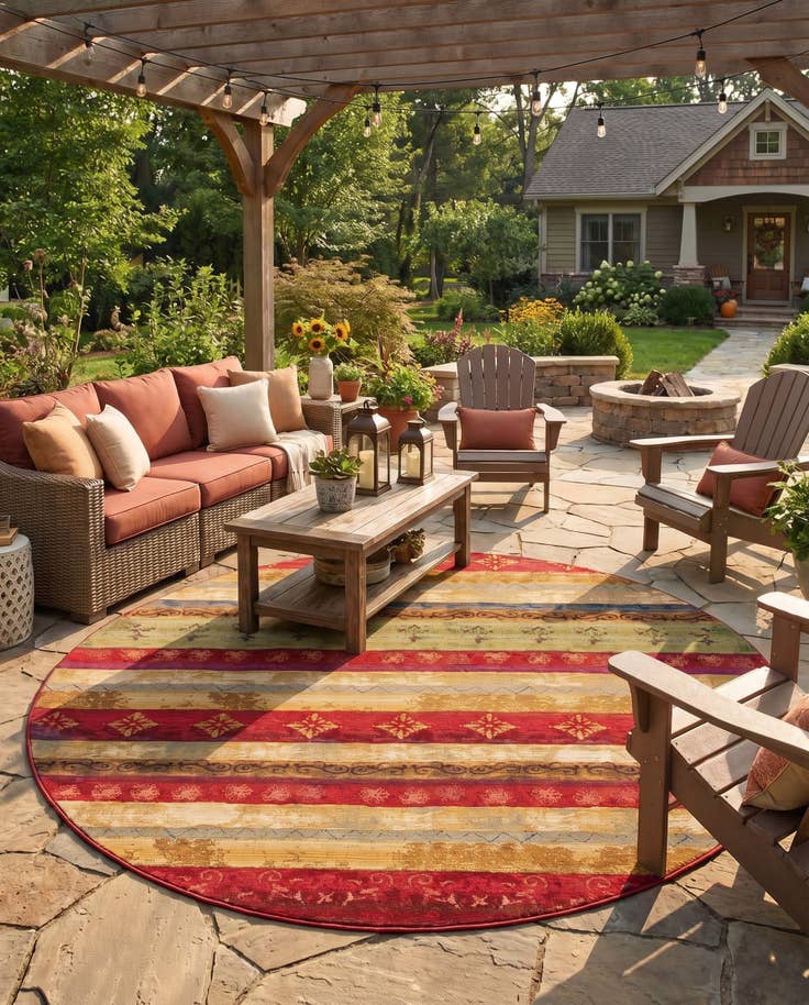 Detail image of 12' x 12' Easy-Clean Modern Indoor / Outdoor Round Rug