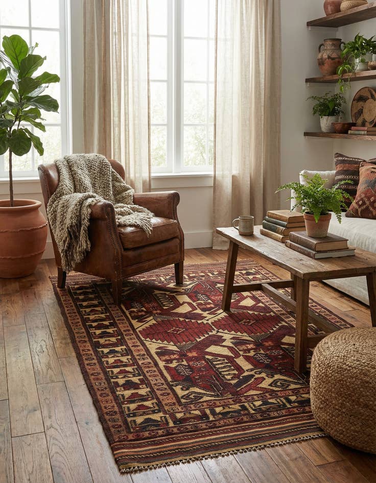 Detail image of  3' 10 x 6'  Hand Knotted Sumak Wool Rug