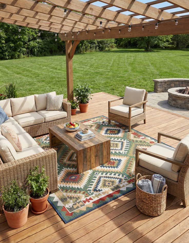 Detail image of 7' 10 x 7' 10 Easy-Clean Baja Indoor / Outdoor Square Rug