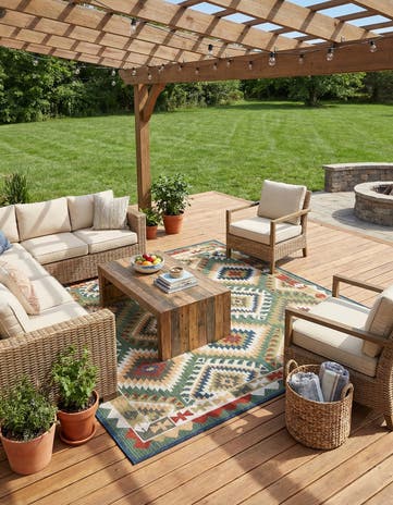 Green Easy-Clean Baja Indoor / Outdoor Square Rug