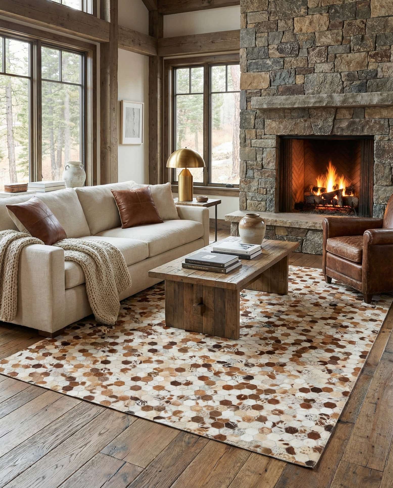 5' x 8' Cowhide Leather Rug