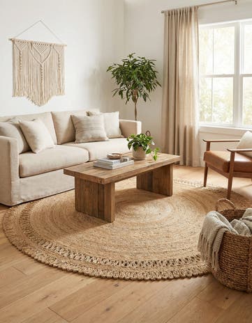 8' x 8' Handmade Braided Jute Round Rug