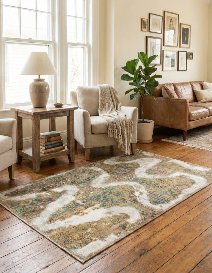 Detail image of 2' 6 x 4'  Hand Knotted Ultra Vintage Persian Wool Rug