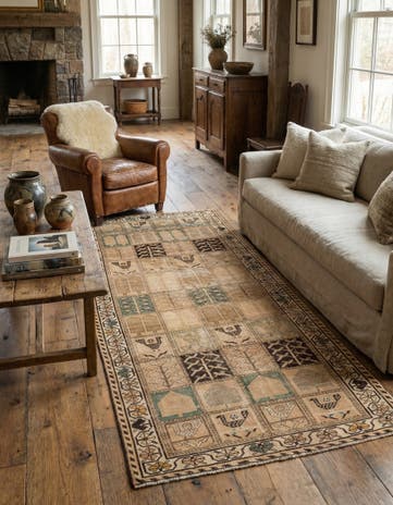 4' 7 x 9' 5 Hand Knotted Ultra Vintage Persian Wool Runner Rug
