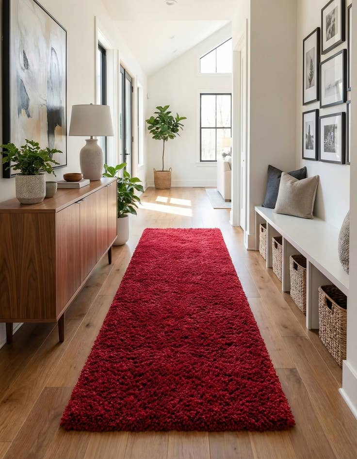 Detail image of  2' 7 x 19' 8 Solid Shag Runner Rug