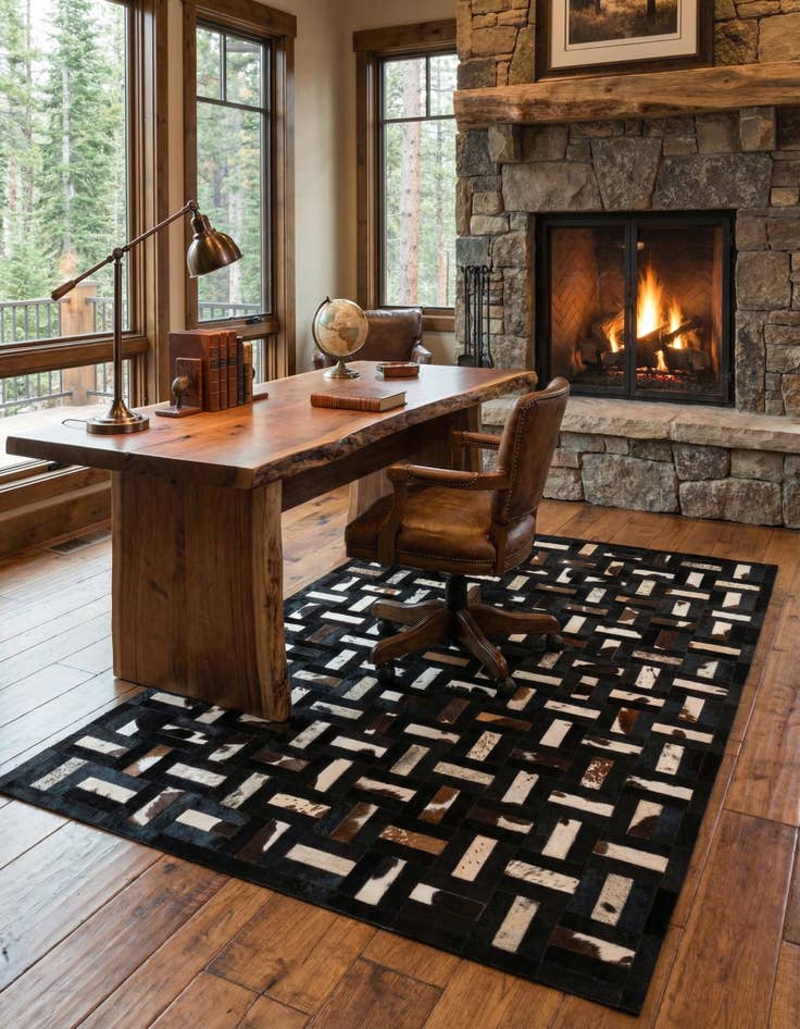 Detail image of  5' 2 x 8' Cowhide - Patchwork Rug