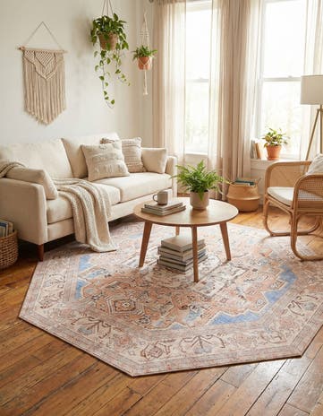 7' 6 x 7' 6 Washable Timeless Octagon Rug