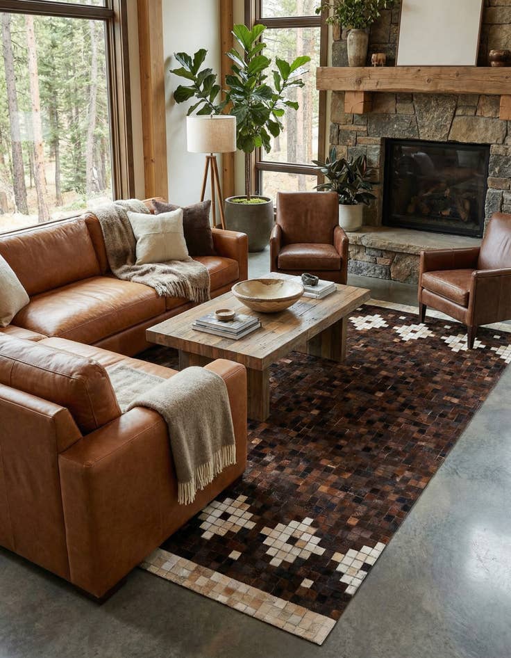 Detail image of 5' 1 x 8' Cowhide Stocks Rug