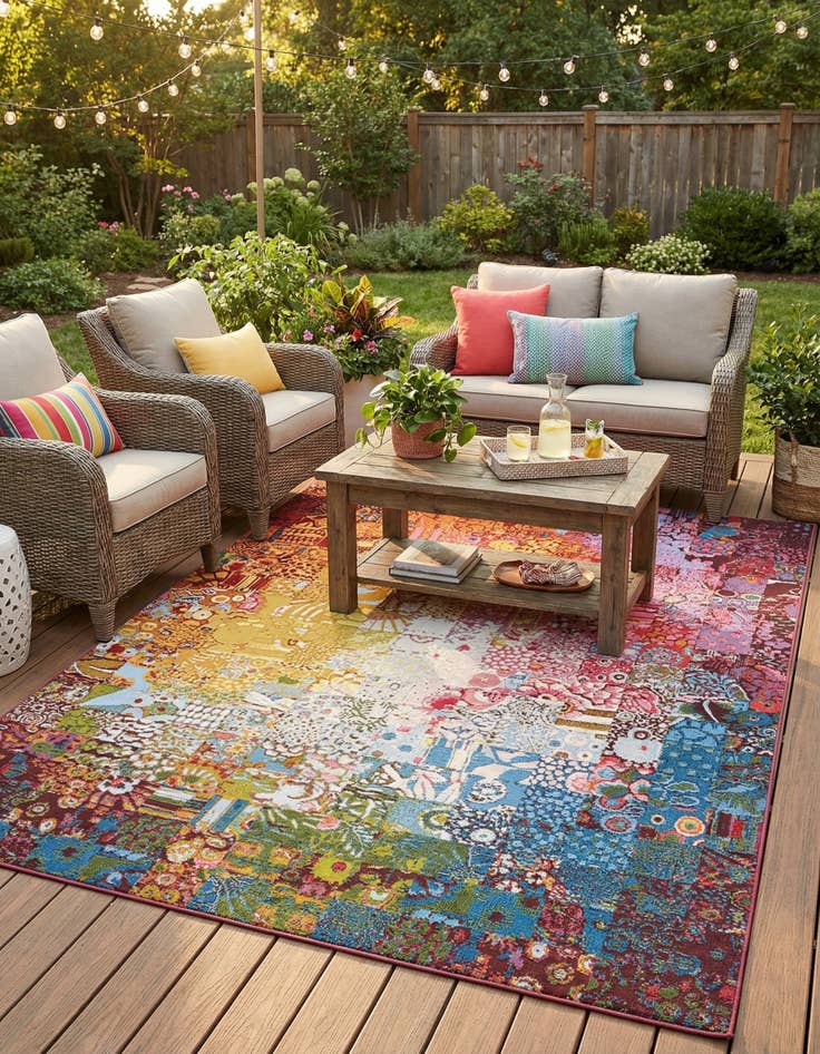 Detail image of 5' x 8'  Washable Modern Indoor / Outdoor Rug
