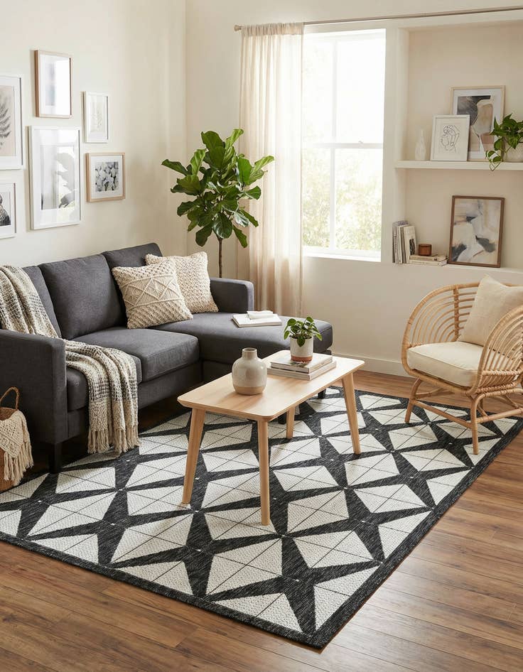 Detail image of 4' x 6' Easy-Clean Modern Indoor / Outdoor Rug