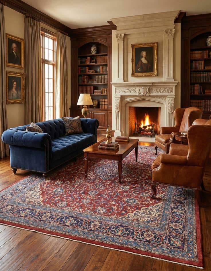 Detail image of 9' 9 x 13' 5  Hand Knotted Sarough Persian Wool Rug