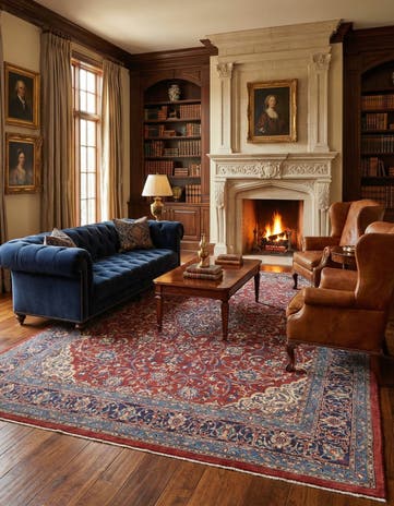 9' 9 x 13' 5 Hand Knotted Sarough Persian Wool Rug