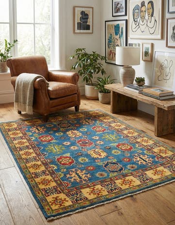 4' 3 x 5' 5 Hand Knotted Kazak Rug