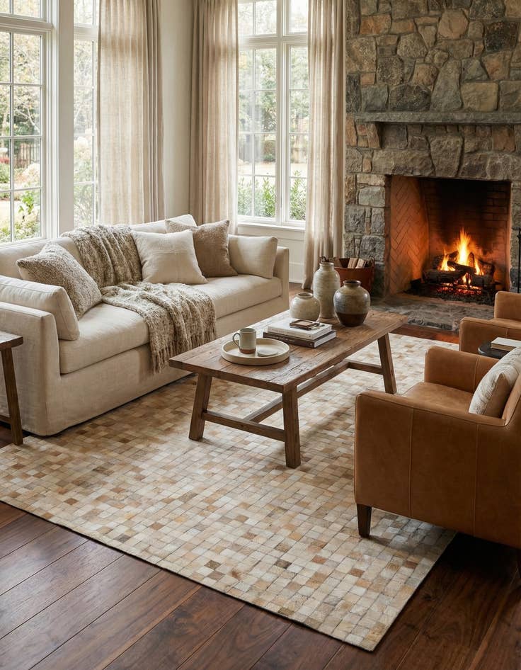 Detail image of  5' 1 x 8' 1 Cowhide - Patchwork Rug